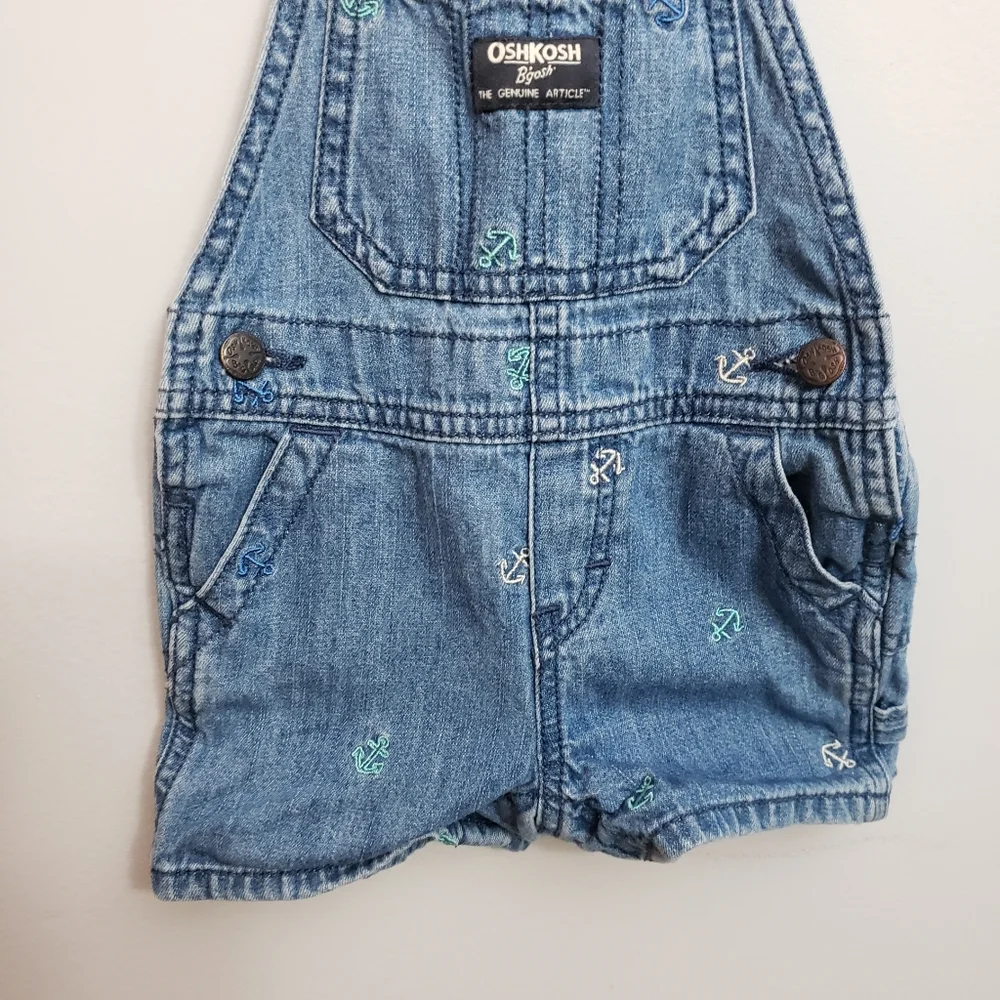 Osh Kosh 12 Months Baby Anchor Denim Jean Shortalls